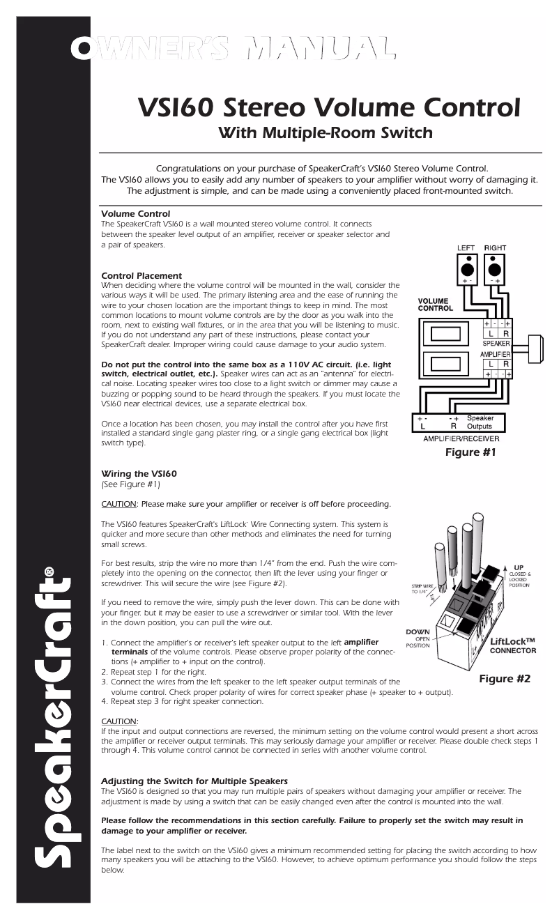 Page 1 de la notice Manuel utilisateur SpeakerCraft VSI60