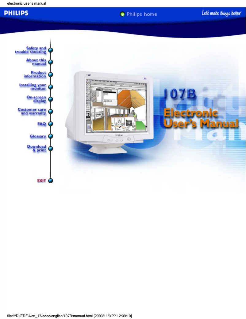 Página 1 del manual Manual de usuario Philips 107B10