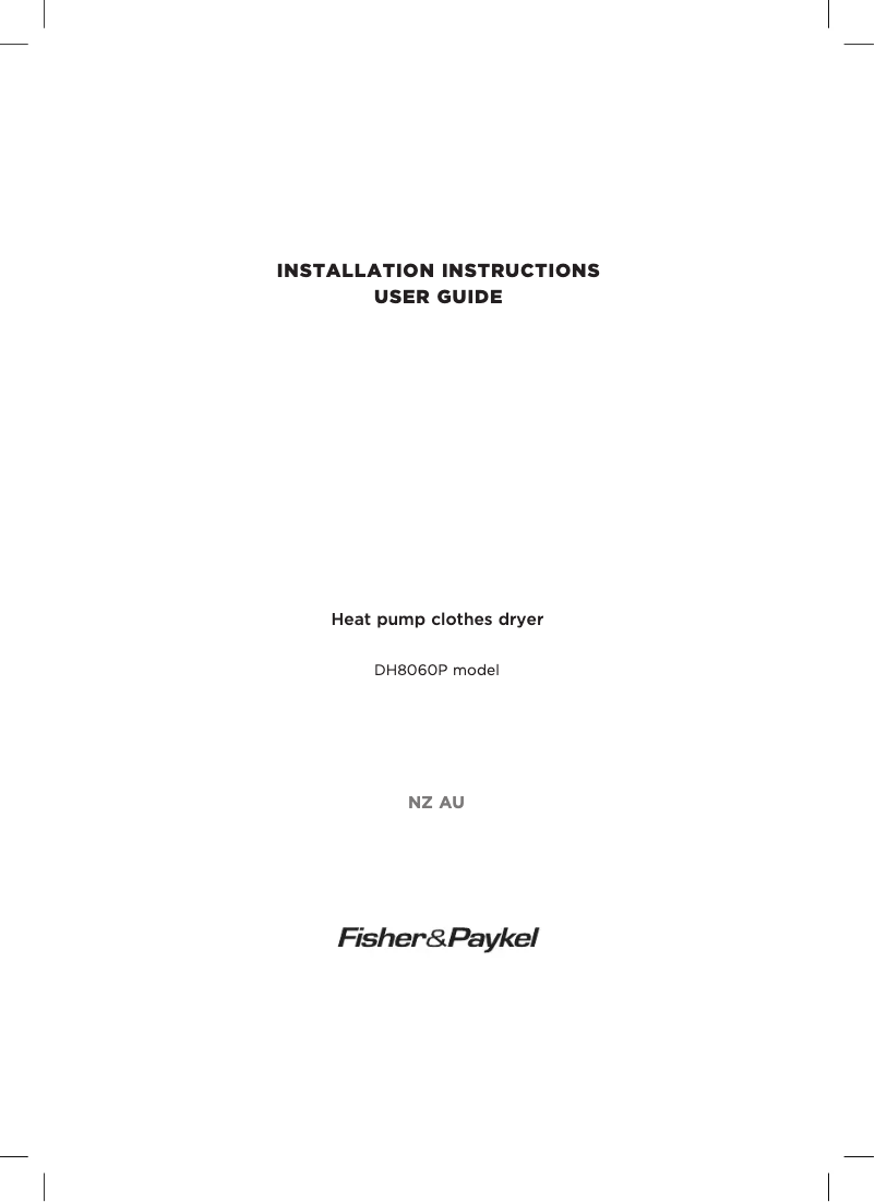 Page n°1 - Manuel utilisateur Fisher & Paykel DH8060P1
