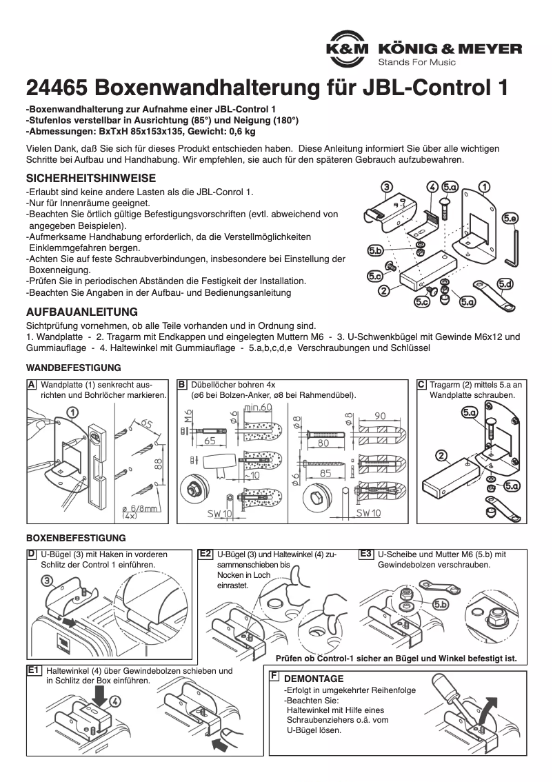 Page 1 de la notice Manuel utilisateur Konig & Meyer 24465