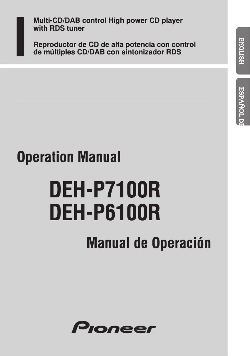 Page n°1 - Manuel utilisateur Pioneer DEH-P7100R