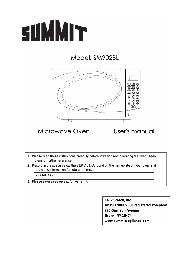 Page n°1 - Manuel utilisateur Summit SM902BL