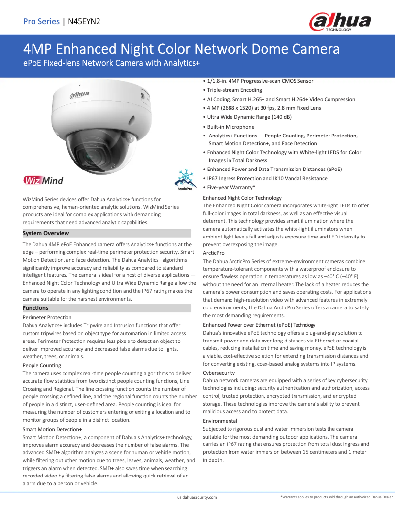Page n°1 - Fiche technique Dahua Technology N45EYN2