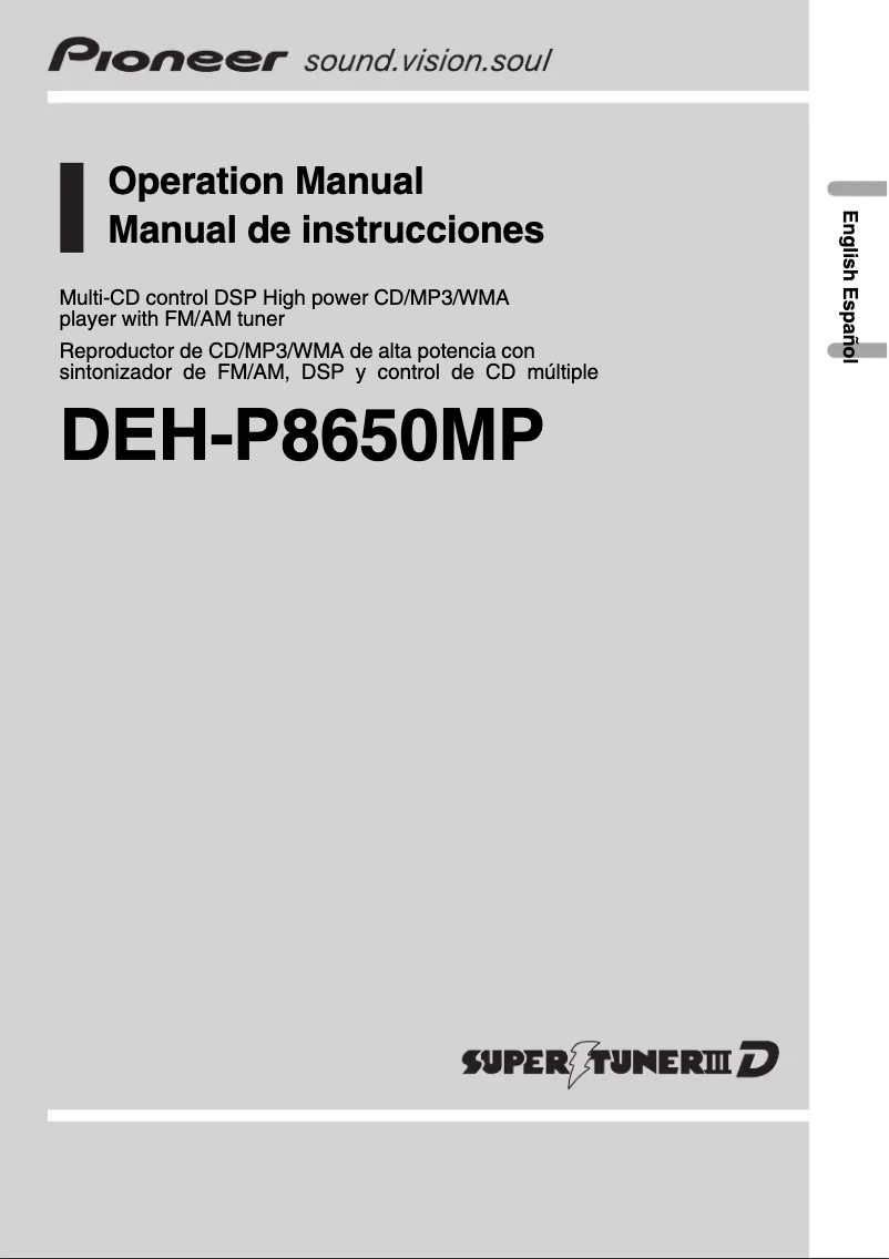 Image de la première page du manuel de l'appareil DEH-P8650MP