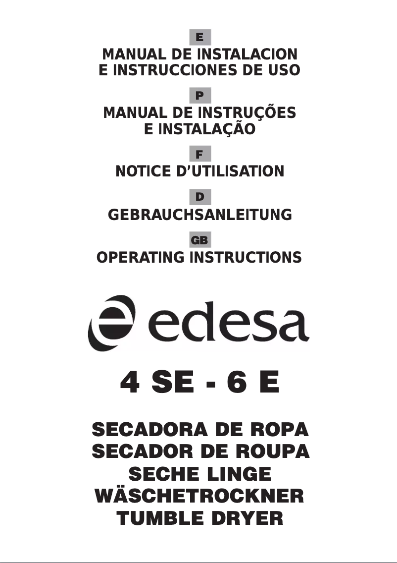 Page n°1 - Manuel utilisateur Edesa 4SE-6E