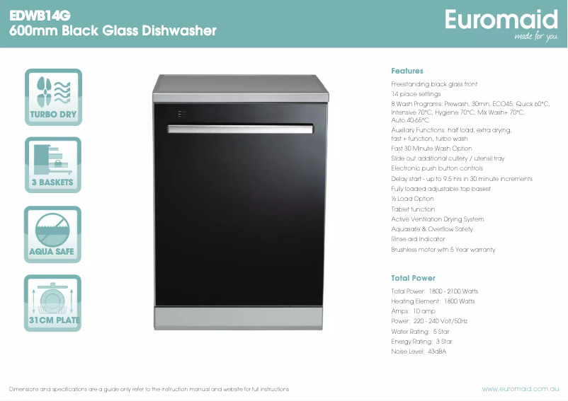 Page n°1 - Fiche technique Euromaid EDWB14G