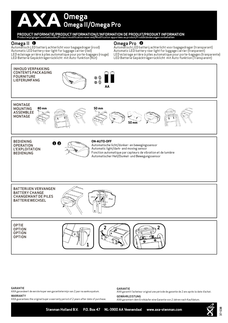 Image de la première page du manuel de l'appareil Omega II