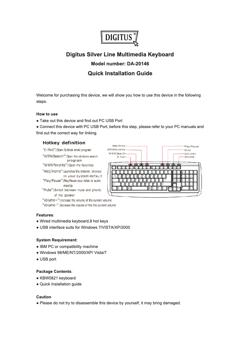 Page 1 of the manual User Manual Digitus DA-20146