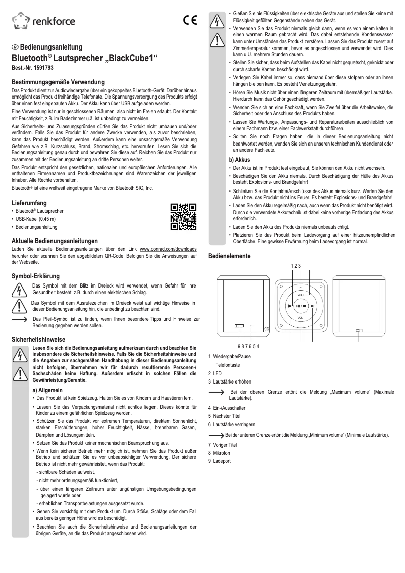 Page 1 de la notice Manuel utilisateur Renkforce BlackCube1