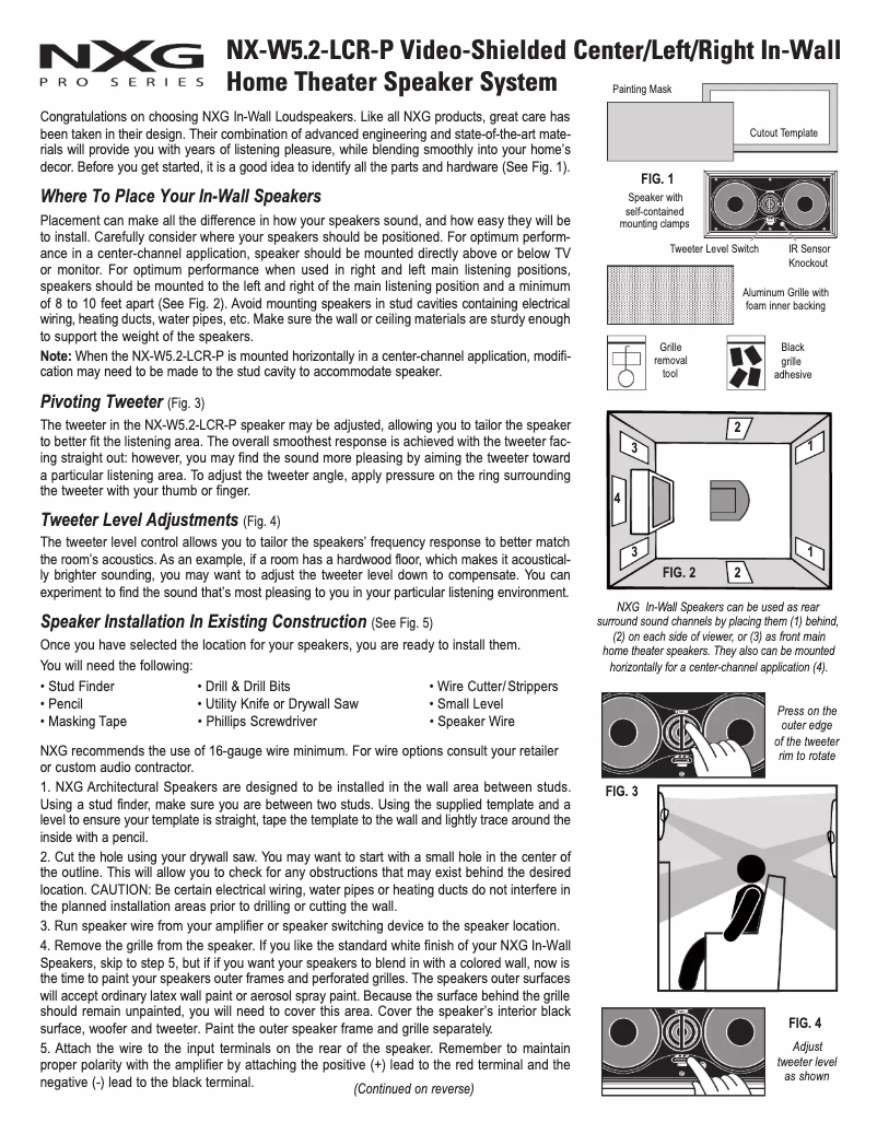 Page 1 de la notice Manuel utilisateur Nxg NX-W5.2-LCR-P