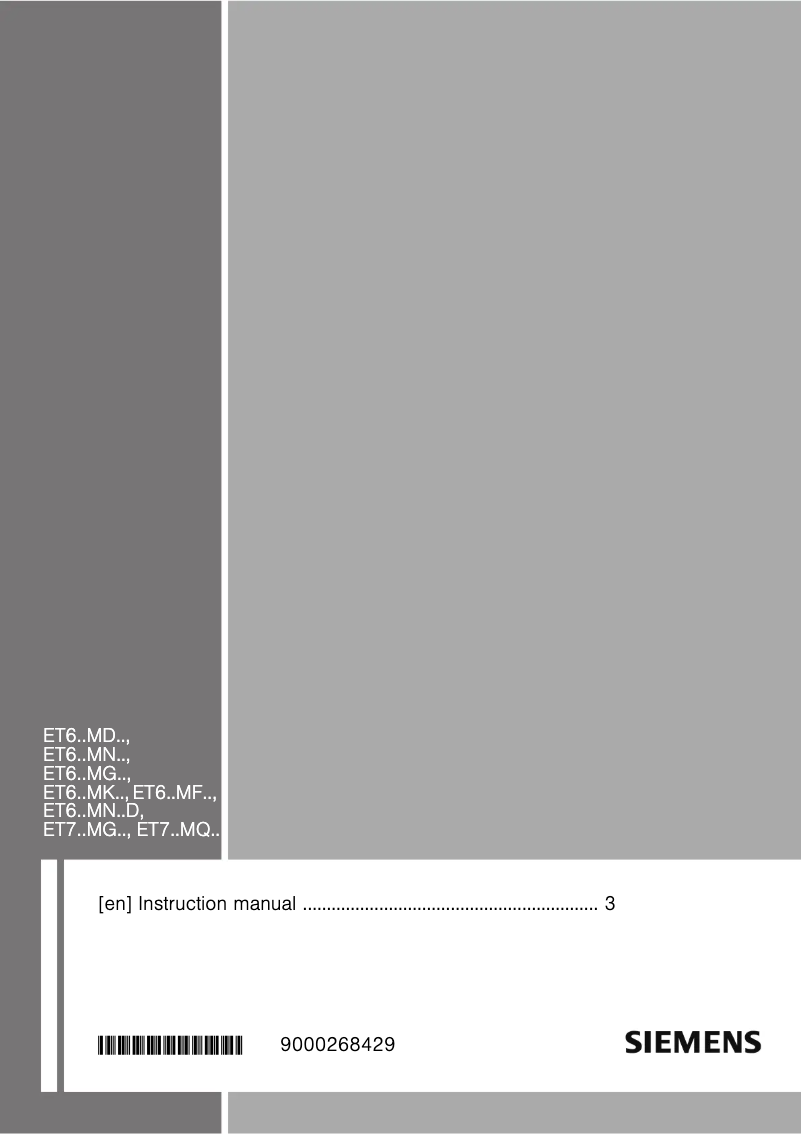 Page 1 de la notice Manuel d'utilisation et d'entretien Siemens ET675MN11D