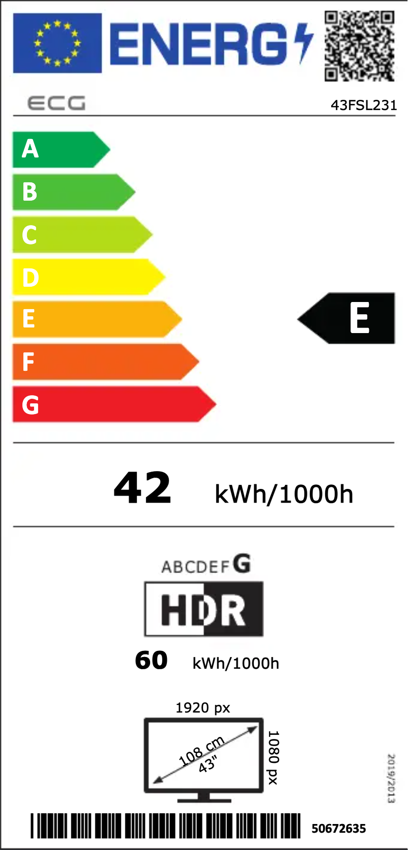 Página 1 del manual Etiqueta energética ECG 43FSL231
