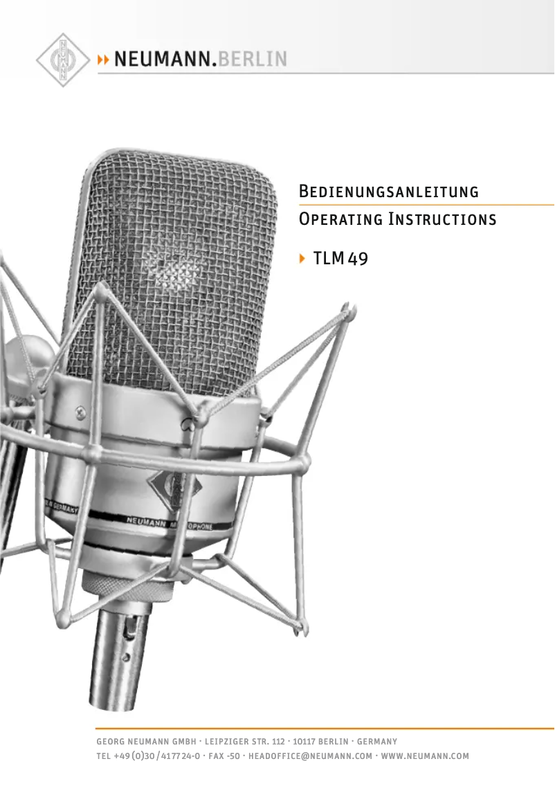 Page n°1 - Manuel utilisateur Neumann TLM 49