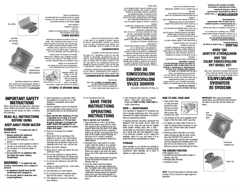 Page 1 de la notice Manuel utilisateur Conair InfinitiPRO HS800