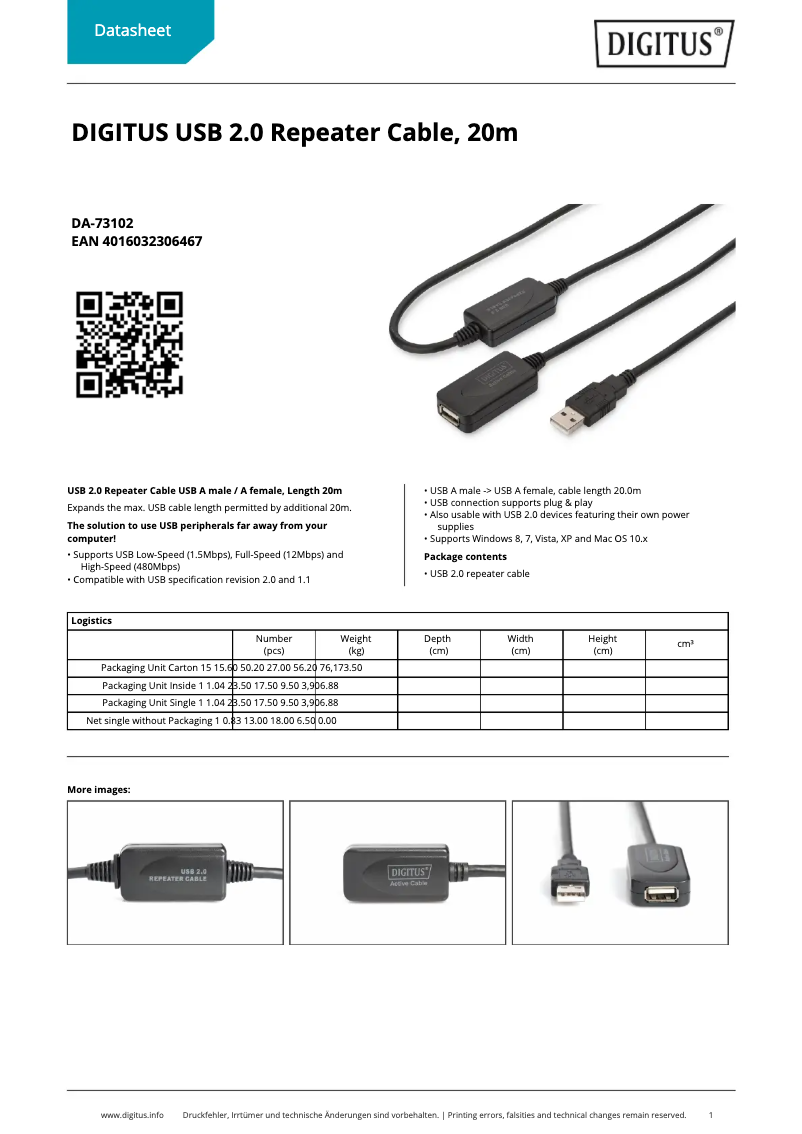 Page n°1 - Fiche technique Digitus DA-73102