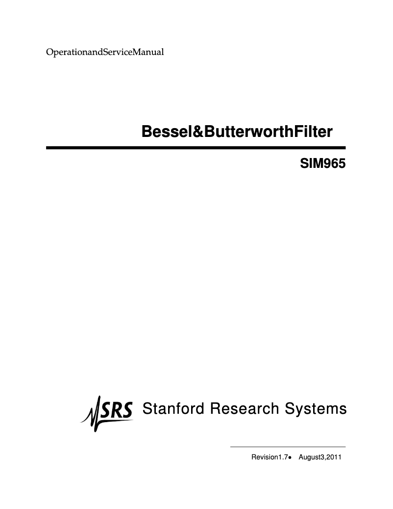 Página 1 del manual Manual de usuario SRS SIM965