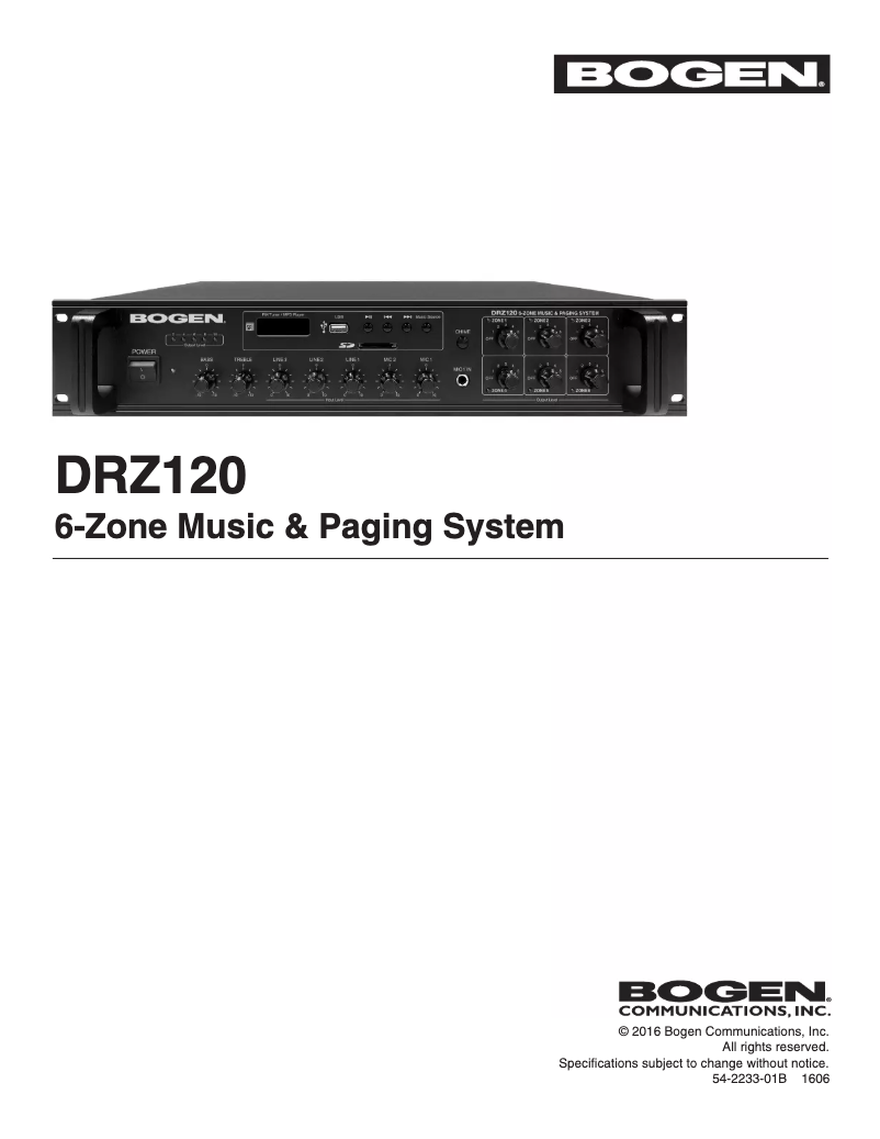 Page n°1 - Manuel utilisateur Bogen DRZ120