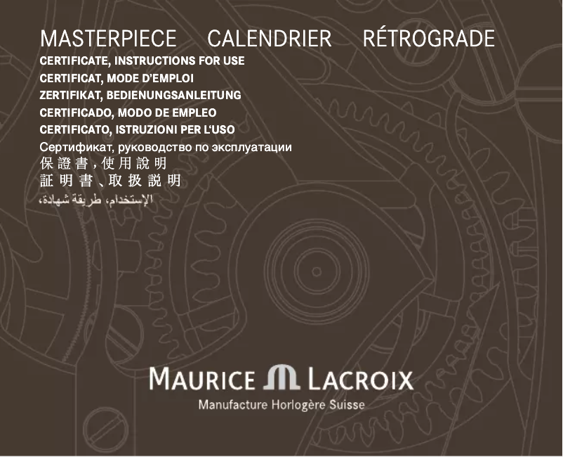 Page 1 de la notice Manuel utilisateur Maurice Lacroix Masterpiece Calendrier Retrograde MP6198