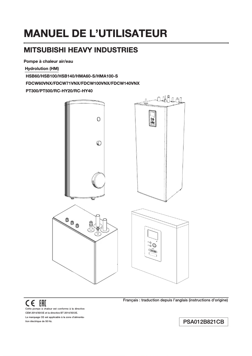 Page 1 de la notice Manuel utilisateur Mitsubishi HMA60