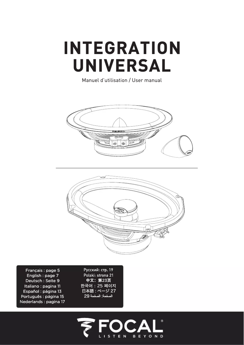 Page 1 de la notice Manuel utilisateur Focal TWI1.5