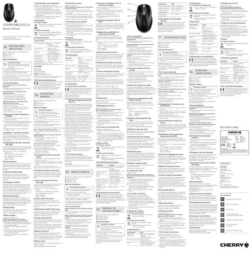 Page 1 de la notice Manuel utilisateur Cherry MW 2310 2.0