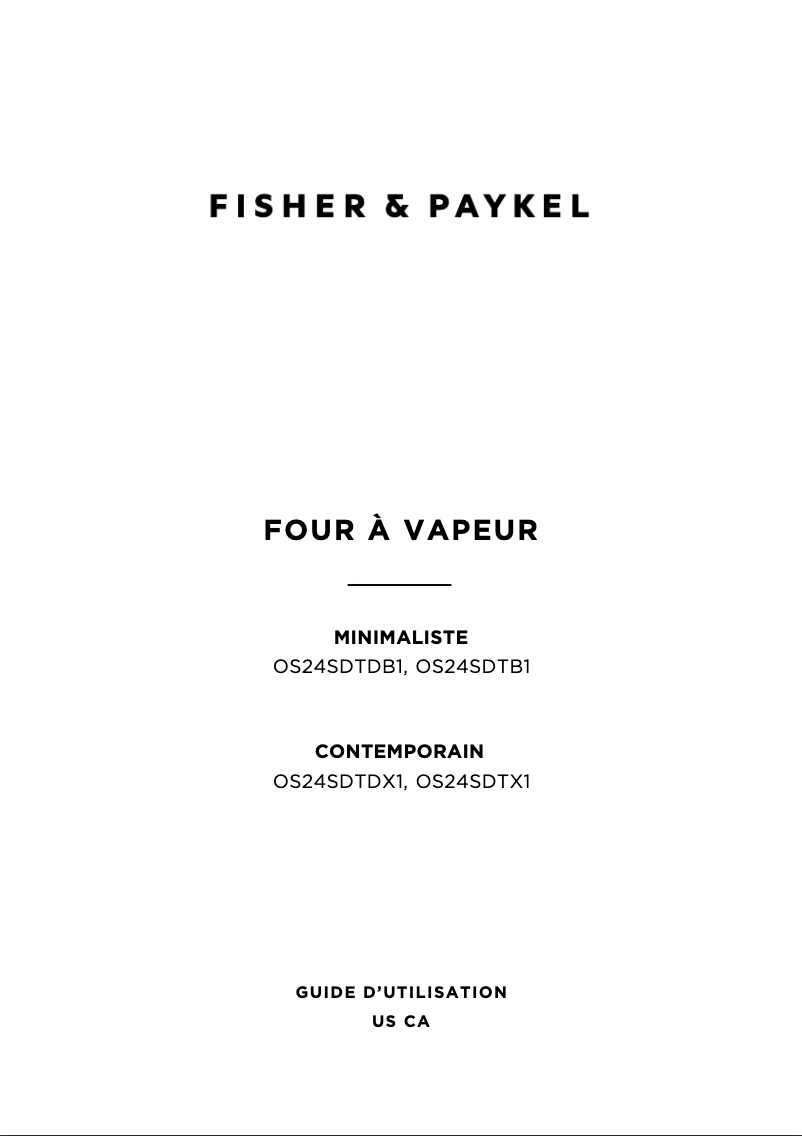 Page 1 de la notice Manuel utilisateur Fisher & Paykel OS24SDTDX1