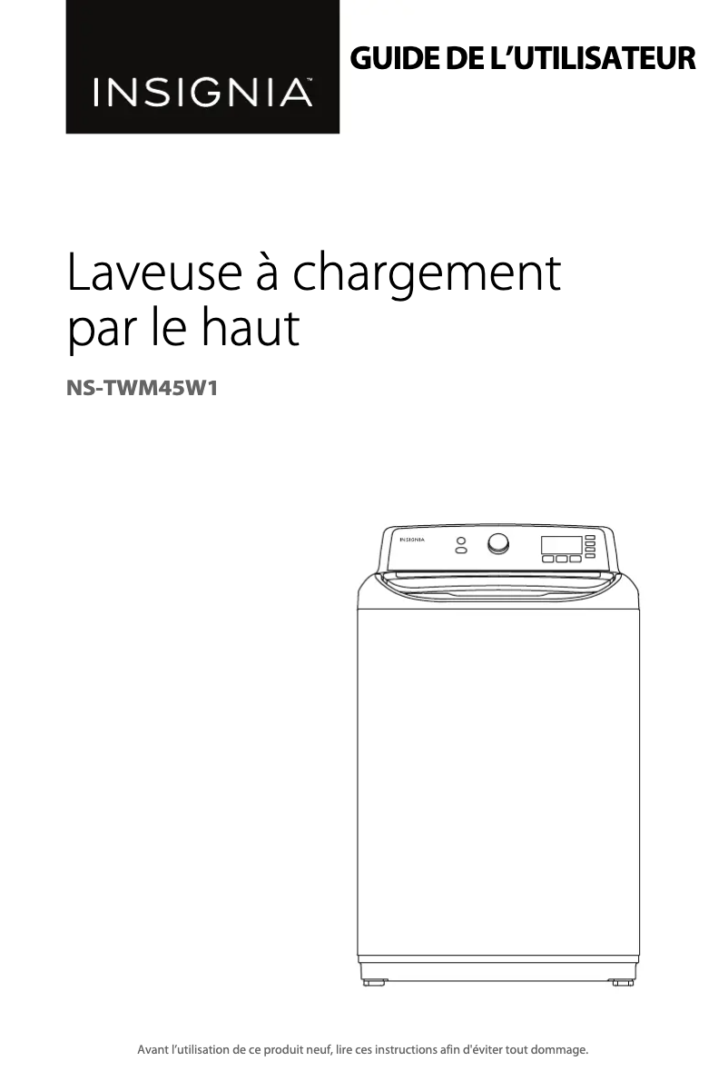 Page n°1 - Manuel utilisateur Insignia NS-TWM45W1