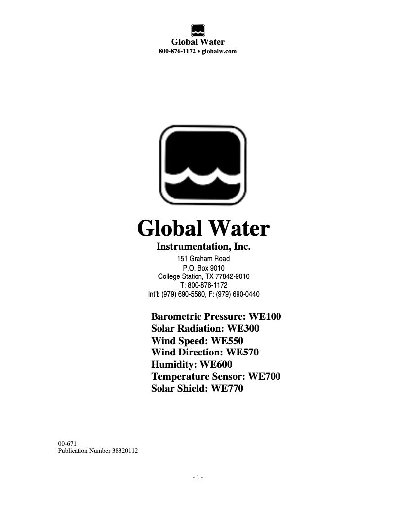 Page 1 de la notice Manuel utilisateur Global Water WE570