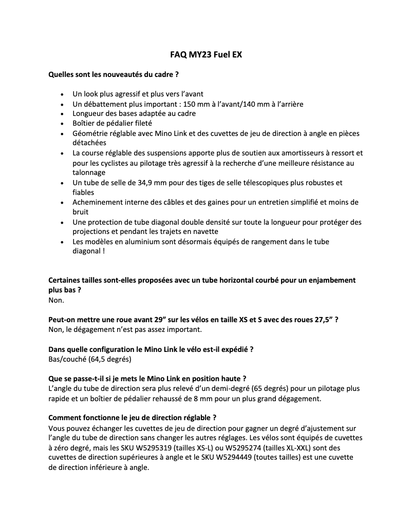 Page n°1 - FAQ Trek Fuel EX AL Gen 6