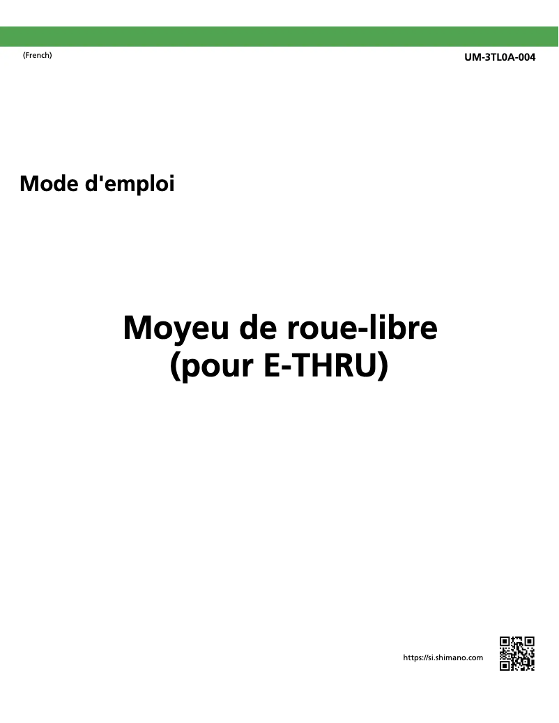 Page 1 de la notice Manuel utilisateur Shimano FH-MT901-BS