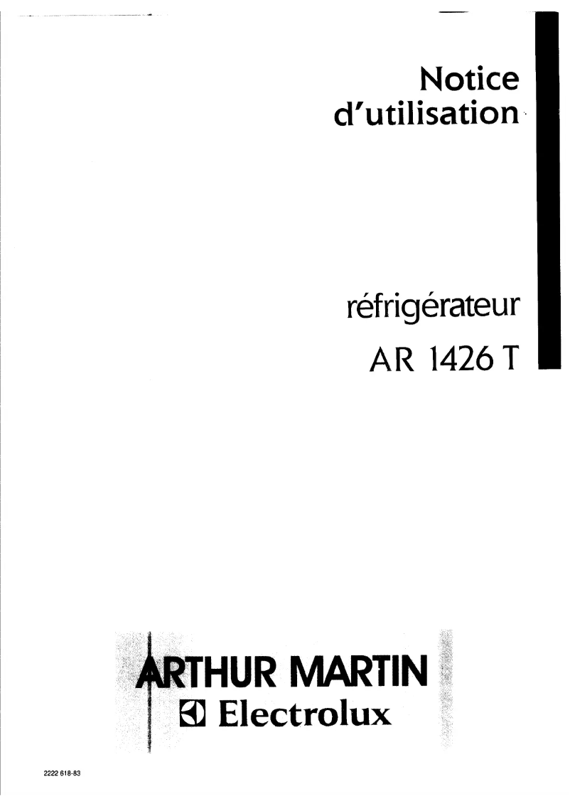 Page n°1 - Manuel utilisateur Arthur Martin-Electrolux AR1426T