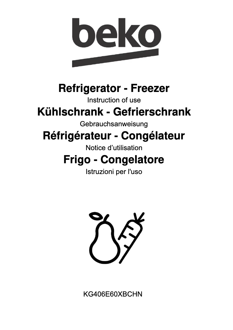 Page 1 de la notice Manuel utilisateur Beko KG406E60XBCHN