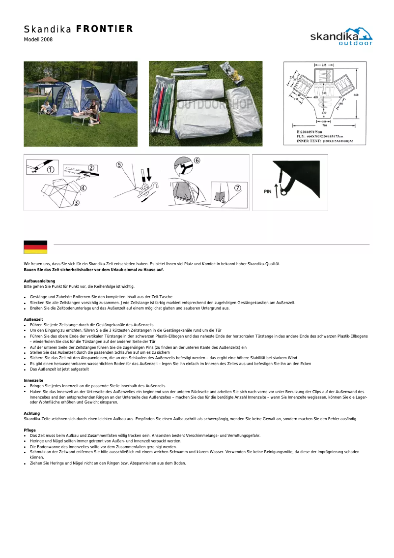 Page n°1 - Manuel utilisateur Skandika Frontier
