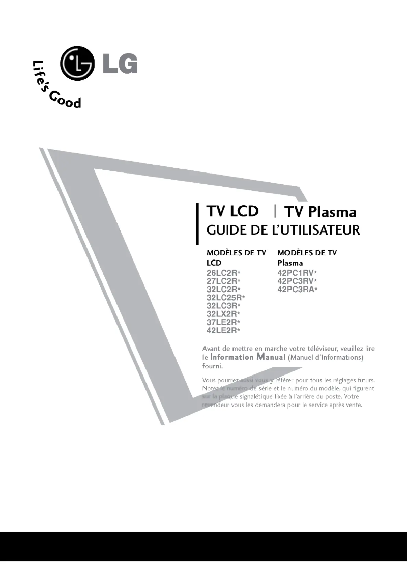 Page n°1 - Manuel utilisateur LG 32LC2RA
