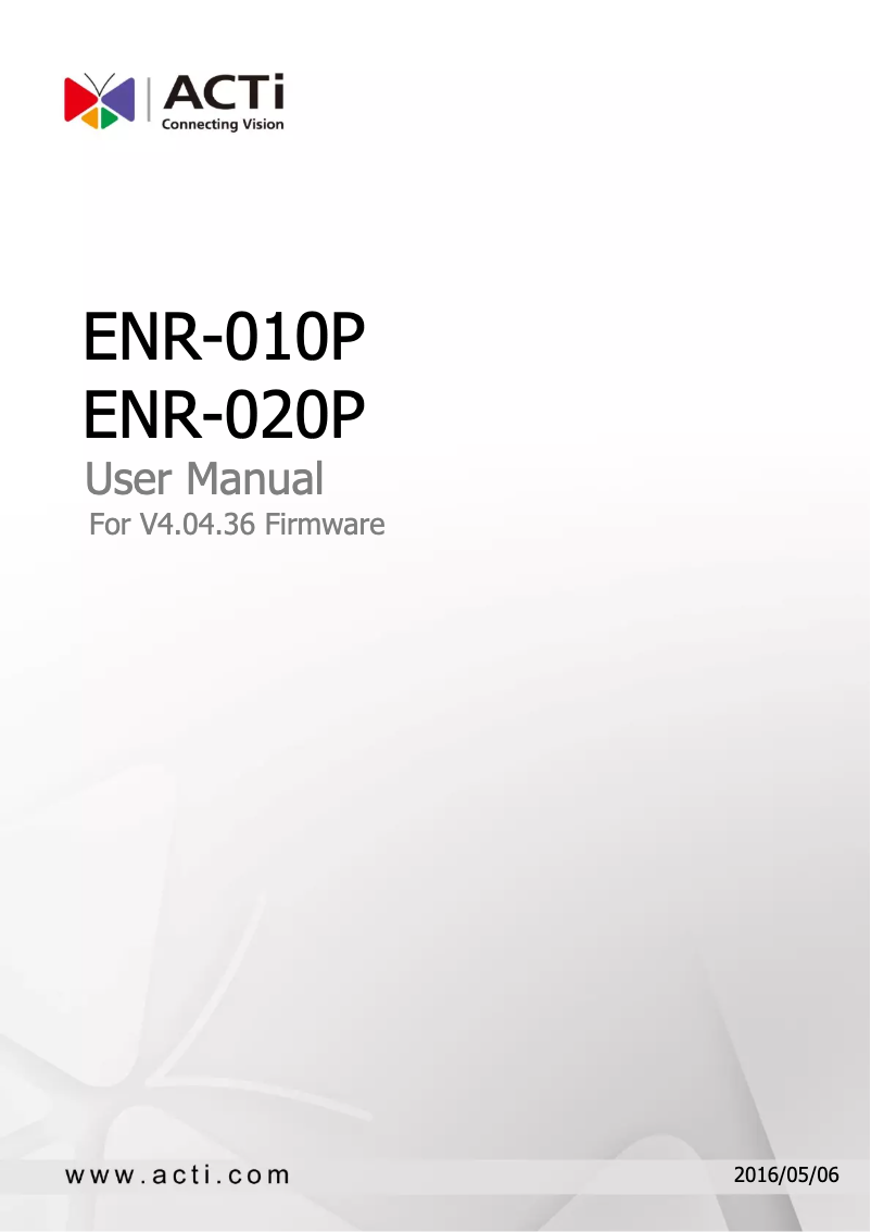 Page n°1 - Mode d'emploi ACTi ENR-020P