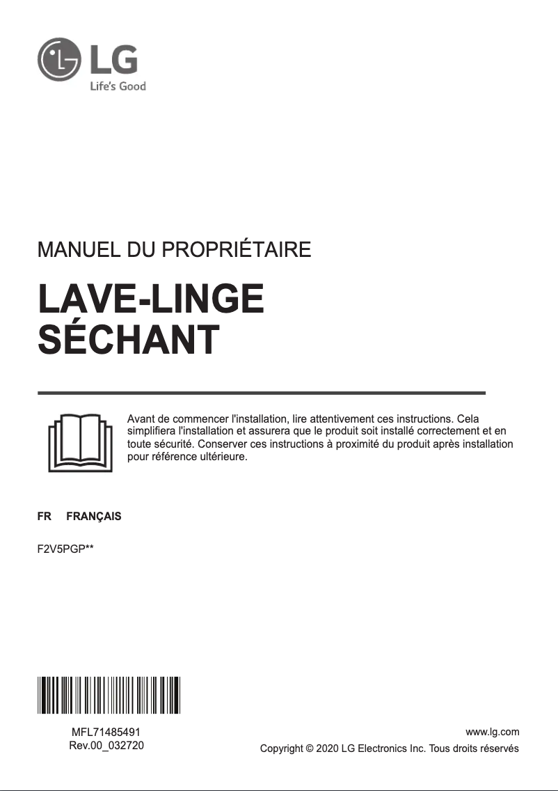 Image de la première page du manuel de l'appareil F2V5PGP2T