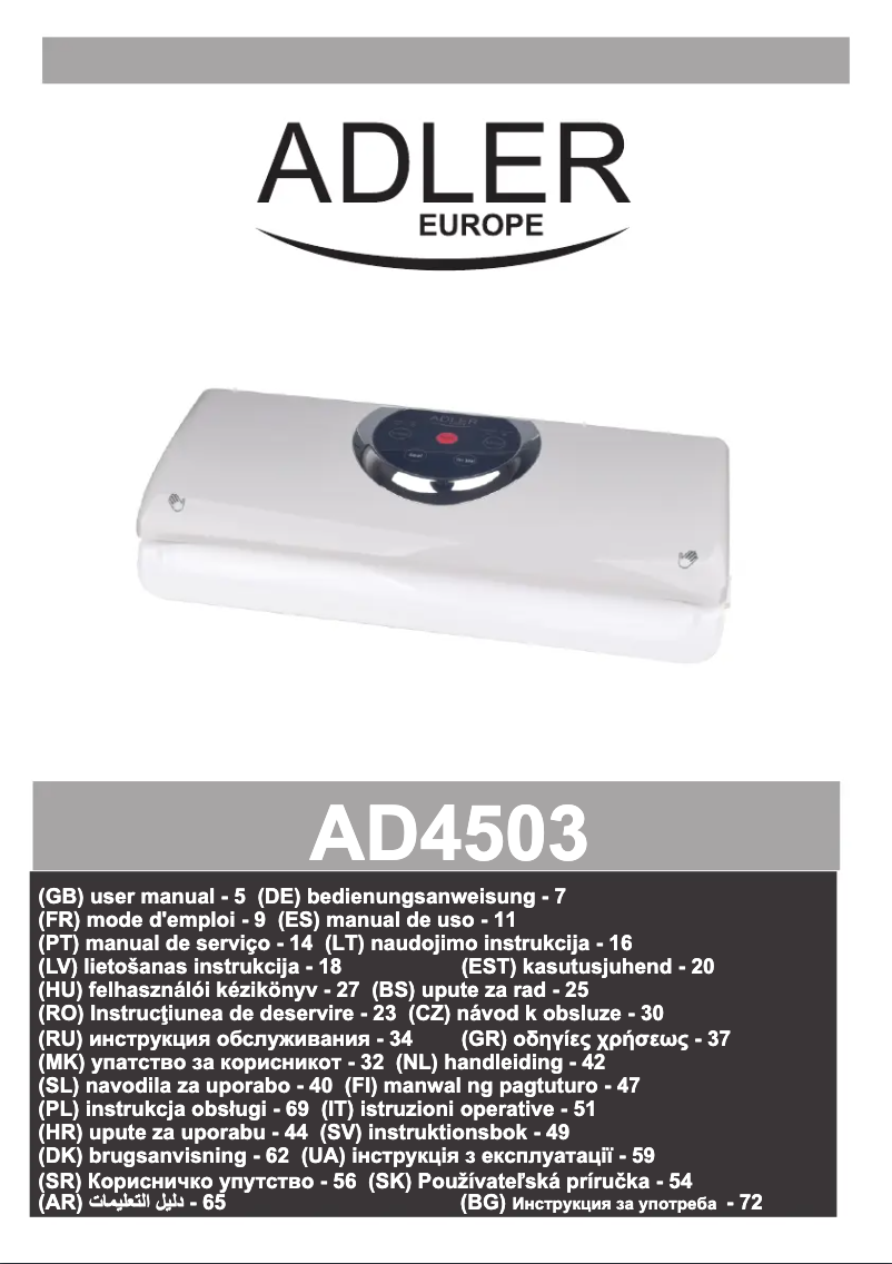 Page n°1 - Manuel utilisateur Adler AD 4503