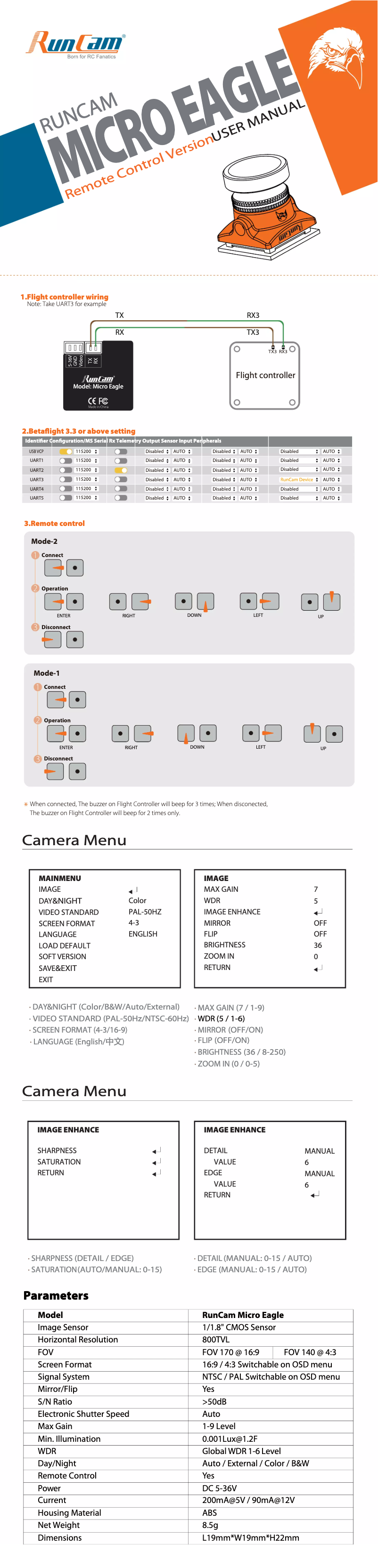 Page n°1 - Manuel utilisateur Runcam Micro Eagle