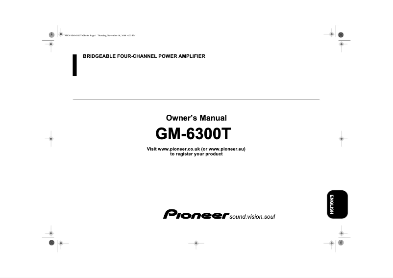 Page n°1 - Manuel utilisateur Pioneer GM-6300F