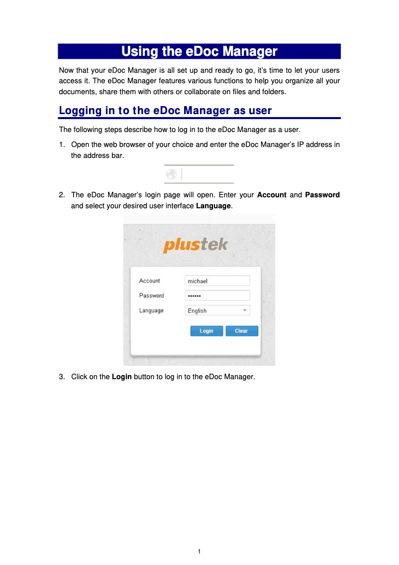 Page n°1 - Manuel utilisateur Plustek eDoc N800