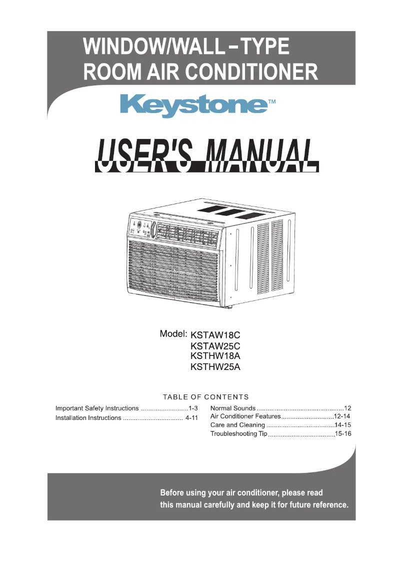 Page n°1 - Manuel utilisateur Keystone KSTHW18A
