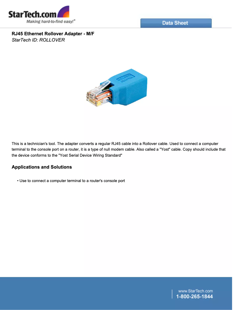 Page n°1 - Manuel utilisateur StarTech.com Cisco Rollover