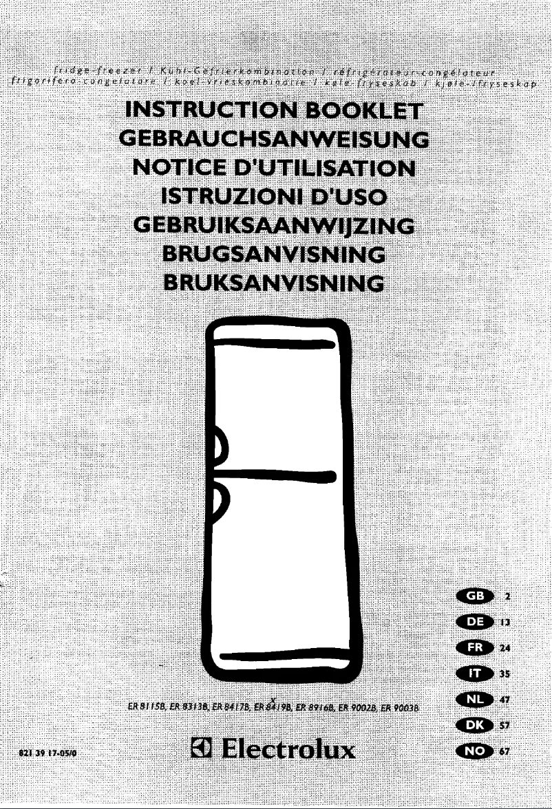 Page 1 de la notice Manuel utilisateur Electrolux ER 9002 B