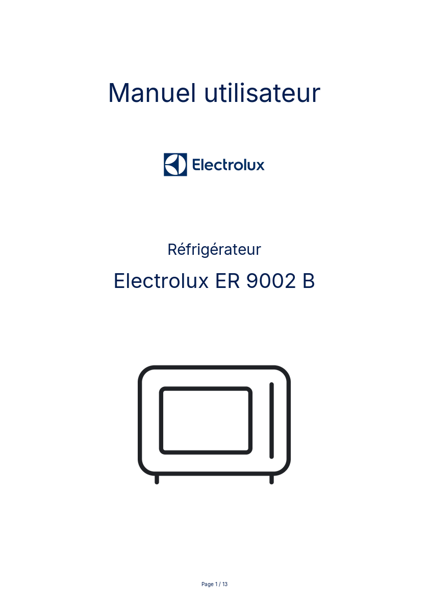 Page n°1 - Manuel utilisateur Electrolux ER 9002 B