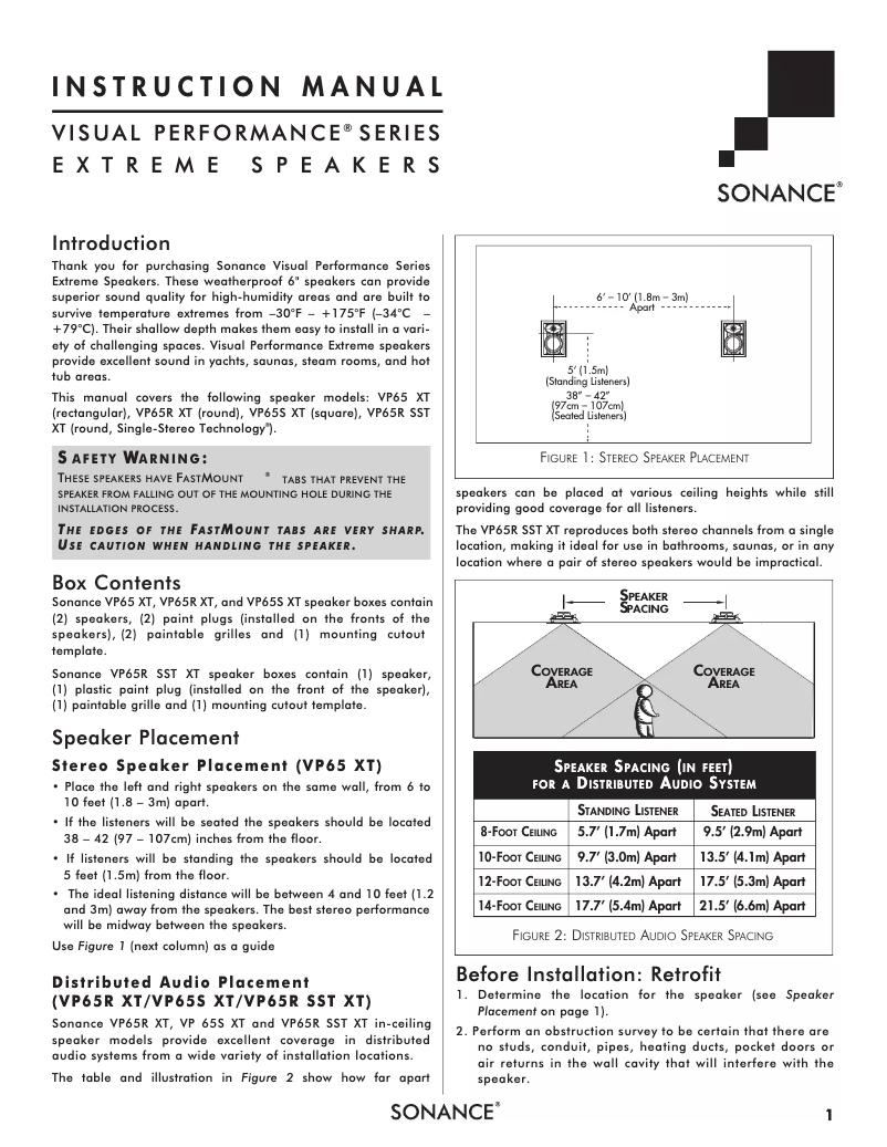 Image de la première page du manuel de l'appareil Visual Performance VP65 XT