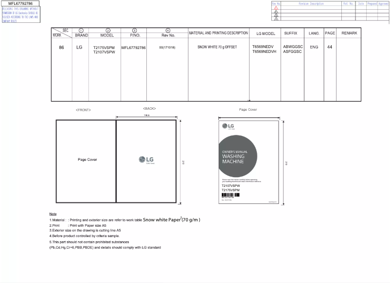 Page n°1 - Manuel utilisateur LG T2175VSPM
