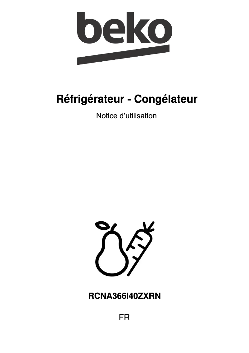 Page 1 de la notice Manuel utilisateur Beko RCNA366I40ZXRN
