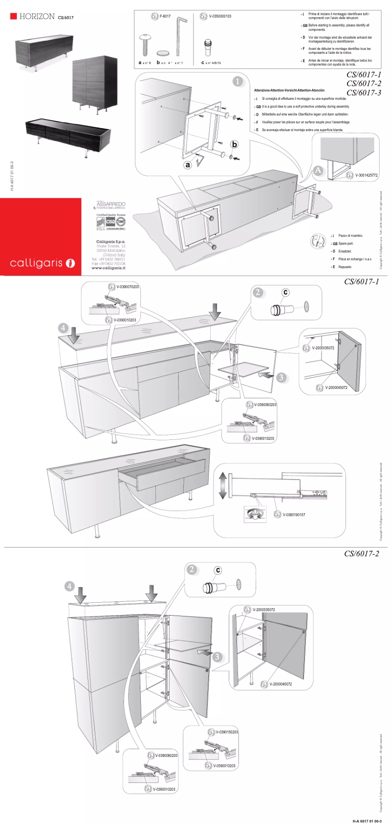 Página 1 del manual Manual de usuario Calligaris .com HORIZON
