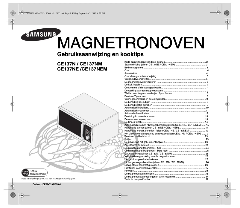 Page 1 de la notice Manuel utilisateur Samsung CE137NEM-S
