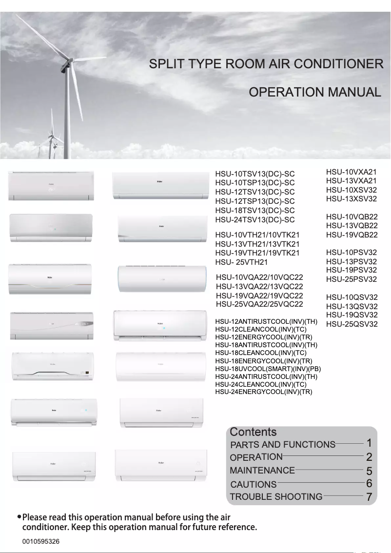 Page 1 de la notice Manuel utilisateur Haier HSU-19VQA22